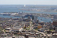 Baltimore Maryland, Inner Harbor (foreground) and Middle Branch of the Patapsco River (background)