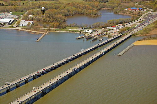 Aerial photo of the Chesapeake Bridge in Maryland, USA