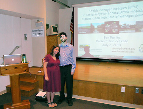 Ben and his wife Elana after his successful defense.