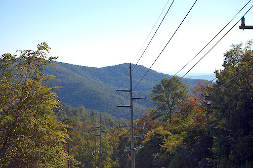 In Shenandoah National Park, electrical power lines cross through the park, and the area around them must be maintained and managed. While they are needed, they also bisect the natural areas of the park and can disturb wildlife. Shenandoah National Park, VA.