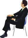 Side profile of business man sitting down