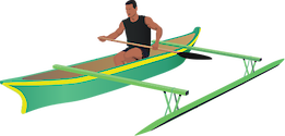 Illustration of a traditional outrigger canoe from Samoa.