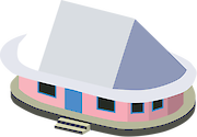 Illustration of an enclosed, oval fale.