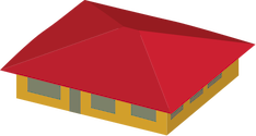 Illustration of a Palagi (foreigner) house in Samoa. This style of housing is usually enclosed, built of concrete bricks and a corrugated iron roof.