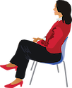 Side profile of business woman sitting in a chair