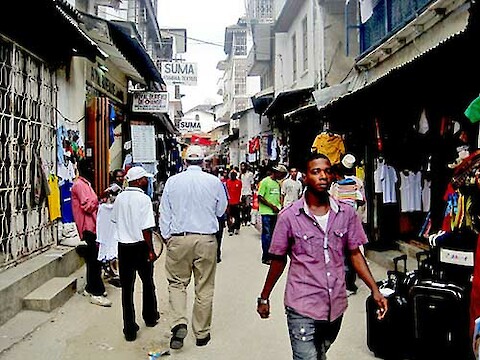 Bill wandering through Stone Town's streets.