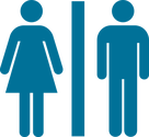 Illustration of male and female restroom symbol.
