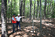Chesapeake Watershed Forester and landowner agree on best management practice strategies, on the Eastern Shore of Maryland.
