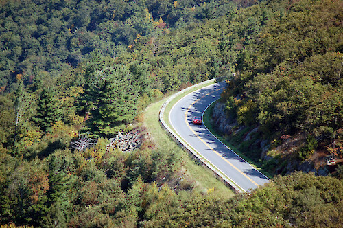 Roads wind through the mountains at Shenandoah National Park. Shenandoah National Park, VA.