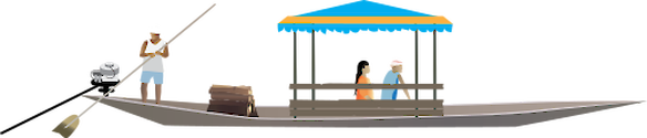 Illustration of local water transport in India, commonly used on Chilika Lake which is a brackish water lagoon spread over the Puri, Khurda and Ganjam districts of Odisha state on the east coast of India.