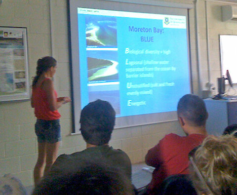 Emma Lewis from the Moreton Bay Research Station presenting an overview of Moreton Bay.