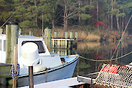 Docked waterman's boat in Chesapeake Bay.