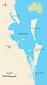 Illustration map of Moreton Bay in Australia