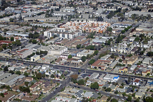 Aerial view of urban area of Los Angeles (LA).