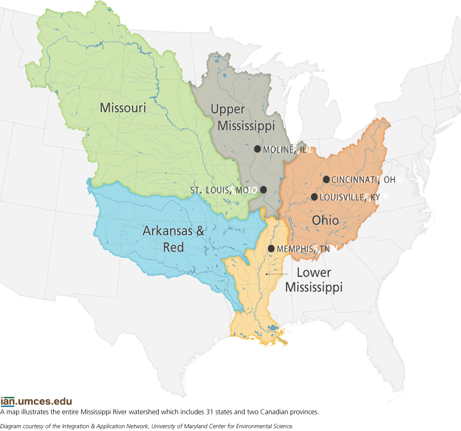 Mississippi River Watershed Map 