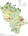 A conceptual diagram illustrates the main threats and key features of the Upper-Mississippi River Sub-Basin. Some of these threats include harmful algal blooms, power plants and urban centers. Diagram from 