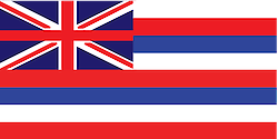 This symbol shows a flattened view of the official flag of Hawaii. The flag comprises of red, white, and blue stripes and includes the British flag in the top left-hand corner. 