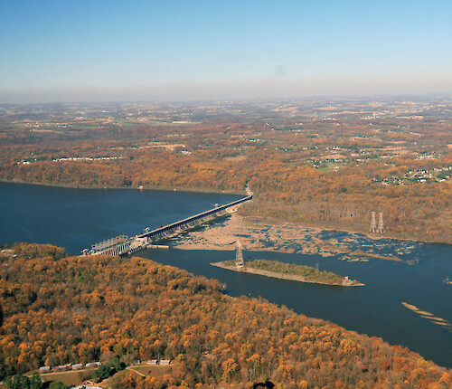 Conowingo Dam is the last Dam on the Susquehanna River before it empties into the Upper Chesapeake Bay. This is a series of photos taken on an overflight of the Dam and surrounding sites during mid-November, 2015. Conowingo Dam 9