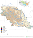 This map depicts land use in the Missouri River sub-basin, one of the five major sub-basins of the Mississippi River.