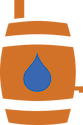 An icon representing a rain barrel.