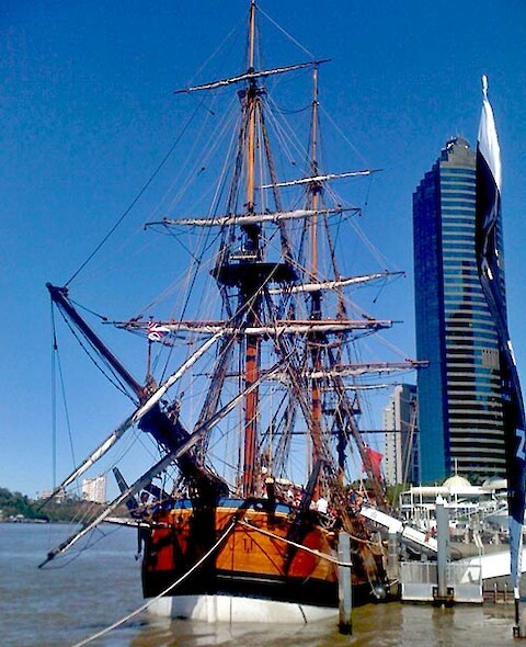 Replica of HMS Endeavour in Brisbane, Australia.