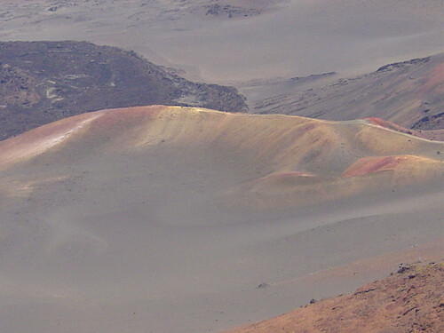 Geologic formations within the crater of Haleakala are varied, and include various minerals including iron oxides. 
