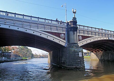 Princes Bridge, built in 1888, where the Yarra River waterfall was located.