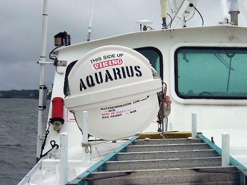 The R/V Aquarius: built 1964, length: 64', beam: 16', height: 28', draft: 5'6
