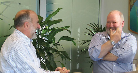 Bill Dennison and Peter Oliver at the International WaterCentre
