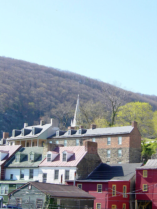 Historic town of Harper's Ferry near the confluence of the Shenandoah and Potomac Rivers at Harper's Ferry, West Virginia 