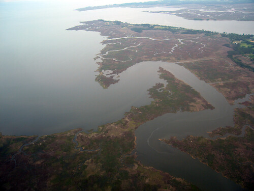 The mouth of Monie Creek enters Monie Bay, which meets with the Wicomico River and out to Tangier Sound