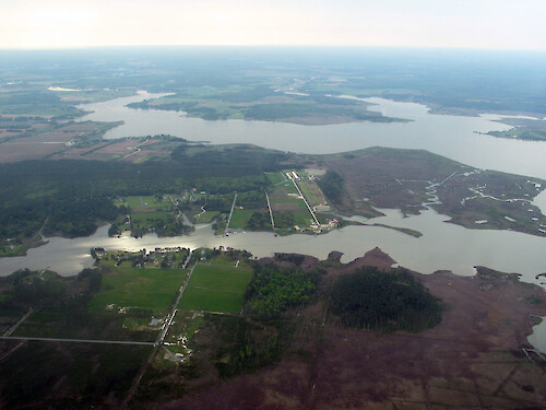 A mixture of land uses and types along the Wicomico River.
