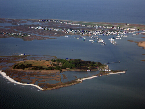 Looking west at Tangier Island, with East Point Marsh in the foreground. 