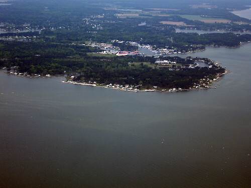 Looking west at Stingray Point, on the south side of the mouth of the Rappahannock River