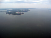Looking west at Stingray Point, on the south side of the mouth of the Rappahannock River