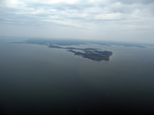 Looking northwest at Fleets Island, on the north side of the mouth of the Rappahannock River