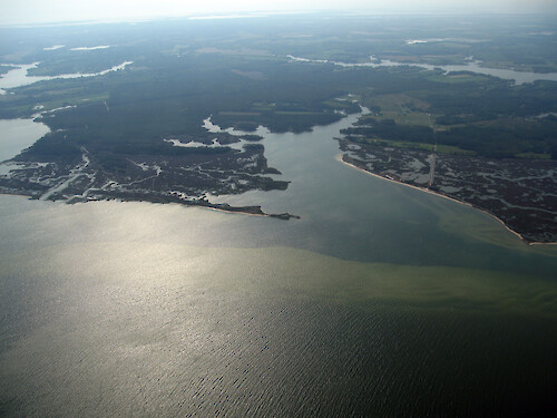Aerial view of salt marsh in Virginia's Eastern Shore.