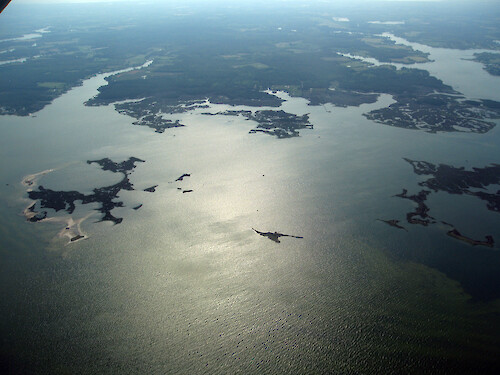 Aerial view of Tangier Sound in Viginia's Eastern Shore.