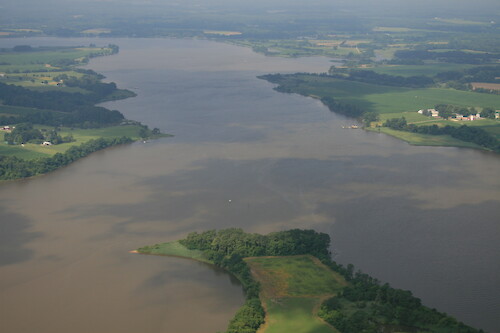 Southeast Creek (left) joining the Chester River south of Rolphs, Maryland