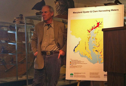 Fred Pomeroy with map of shellfish closures