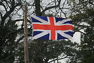Union Jack flag flying over James Fort at Historic Jamestowne, Colonial National Historical Park