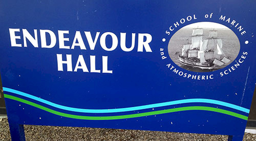 Endeavour Hall sign
