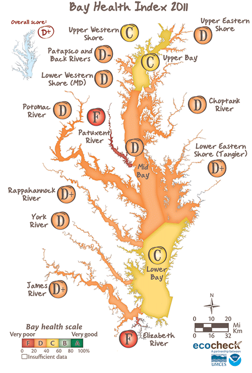 2011 Chesapeake Bay report card map
