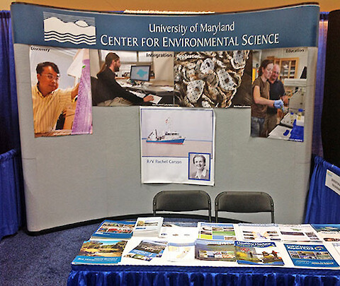 UMCES booth at the fifth National Conference on Ecosystem Restoration (NCER 2013).