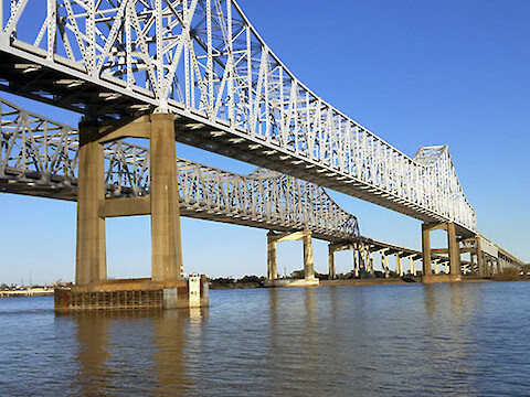 View of the Mississippi River from the Port of New Orleans headquarters.