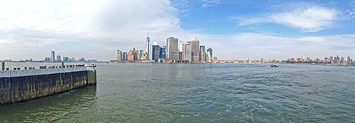 Panorama of New York harbor from Governors Island