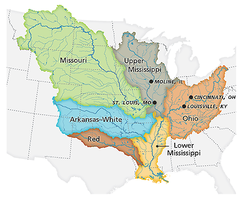Map of Mississippi River basin.