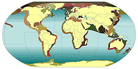 Location of the 64 Large Marine Ecosystems around the world. Source: Sea Around Us project