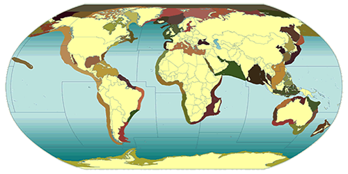 Location of the 64 Large Marine Ecosystems around the world. Source: Sea Around Us project