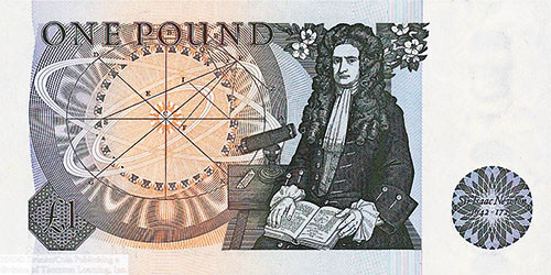 Newton depicted on one pound note